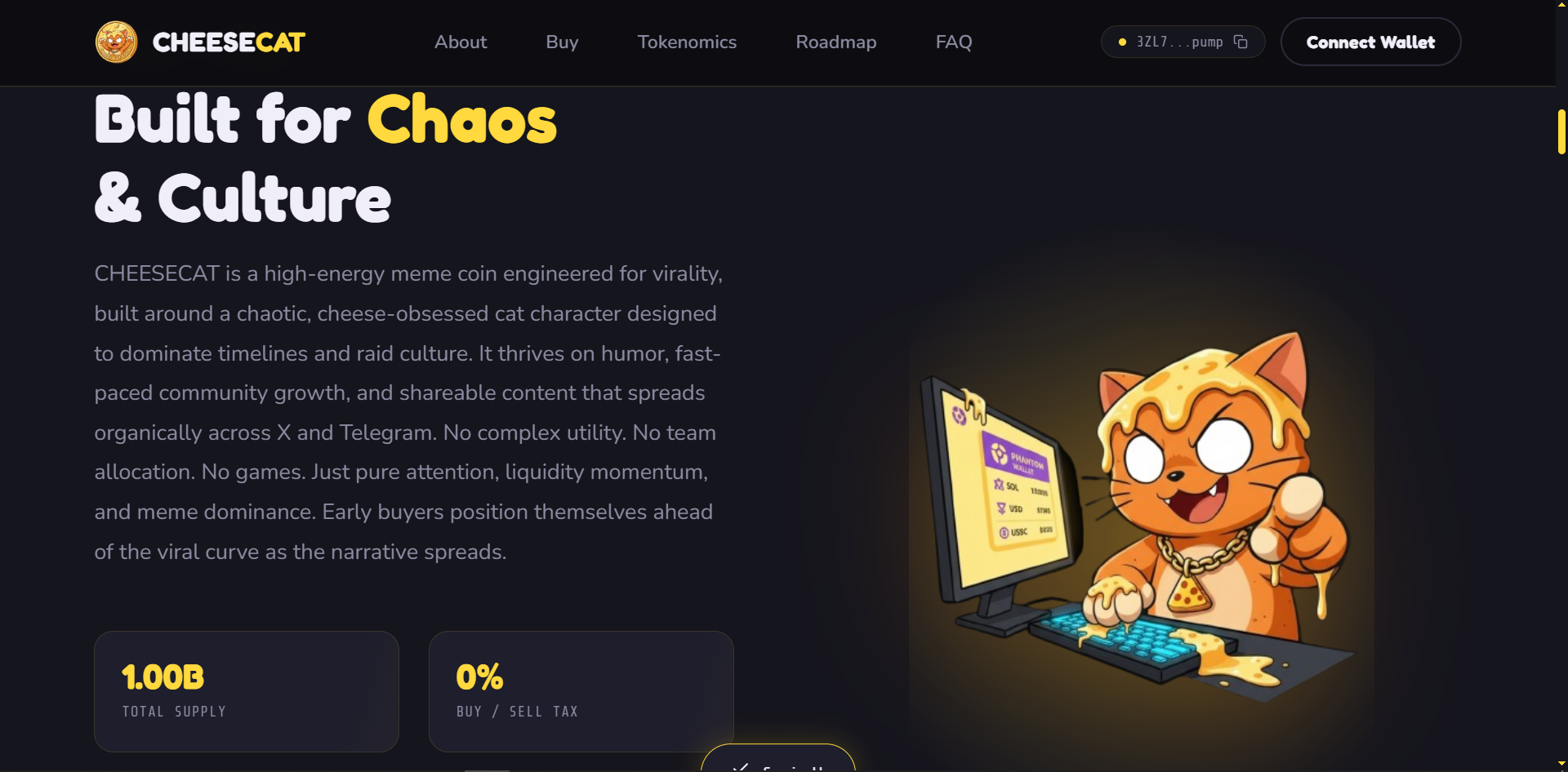 CHEESECAT token website preview