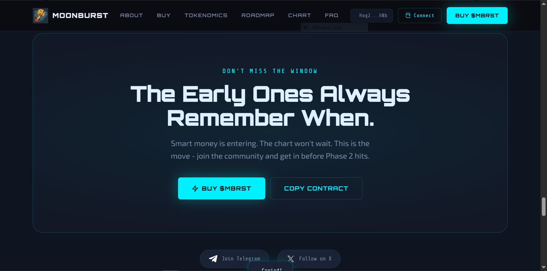 MOONBURST token website preview